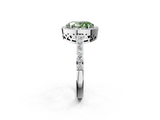 White gold Fancy Green Oval  Halo Diamond Pavé Band Ring with Prong Setting_22