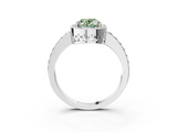 White gold Fancy Green Oval  Halo Diamond Pavé Band Ring with Prong Setting_23