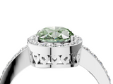 White gold Fancy Green Oval  Halo Diamond Pavé Band Ring with Prong Setting_24