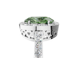 White gold Fancy Green Oval  Halo Diamond Pavé Band Ring with Prong Setting_25