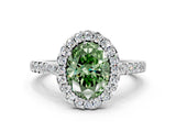 White gold Fancy Green Oval  Halo Diamond Pavé Solitaire Ring_39