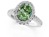 White gold Fancy Green Oval  Halo Diamond Pavé Solitaire Ring_40