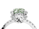 White gold Fancy Green Oval  Halo Diamond Pave Band Ring with Four-Prong Setting_19