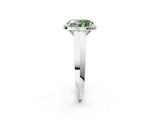 White gold Fancy Green Oval  Halo Diamond Ring with Cathedral Band and Four-Prong Setting_50