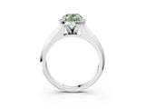 White gold Fancy Green Oval  Halo Diamond Ring with Cathedral Band and Four-Prong Setting_52