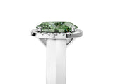 White gold Fancy Green Oval  Halo Diamond Ring with Cathedral Band and Four-Prong Setting_54