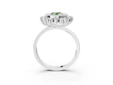 White gold Fancy Green Oval  Halo Diamond Ring with Milgrain Edge and Round Prong Setting_63