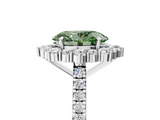 White gold Fancy Green Oval  Halo Diamond Ring with Pavé Band and Prong Setting_8