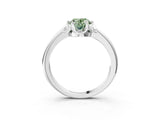 White gold Fancy Green Oval  Halo Diamond Ring with Round Cluster Setting, Solitaire Band, and Four-Prong Setting_71