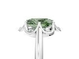 White gold Fancy Green Oval  Halo Diamond Ring with Round Cluster Setting, Solitaire Band, and Four-Prong Setting_79