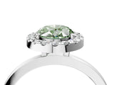 White gold Fancy Green Oval  Halo Diamond Solitaire with Pavé Band and Four-Prong Setting_142
