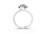 White gold Fancy Green Oval  Halo Diamond Solitaire with Pavé Band and Four-Prong Setting_143