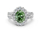 White gold Fancy Green Oval  Halo Diamond Split Shank Engagement Ring with Prong Setting_45
