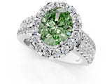 White gold Fancy Green Oval  Halo Diamond Split Shank Engagement Ring with Prong Setting_46