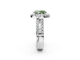 White gold Fancy Green Oval  Halo Diamond Split Shank Engagement Ring with Prong Setting_49
