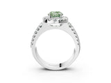 White gold Fancy Green Oval  Halo Diamond Split Shank Engagement Ring with Prong Setting_50