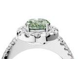White gold Fancy Green Oval  Halo Diamond Split Shank Engagement Ring with Prong Setting_51