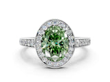 White gold Fancy Green Oval  Halo Pavé Diamond Engagement Ring with Bezel Setting_48