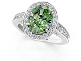 White gold Fancy Green Oval  Halo Pavé Diamond Engagement Ring with Bezel Setting_50