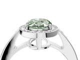 White gold Fancy Green Oval  Halo Pavé Diamond Engagement Ring with Bezel Setting_52