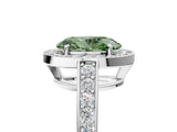 White gold Fancy Green Oval  Halo Pavé Diamond Engagement Ring with Bezel Setting_54