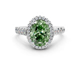 White gold Fancy Green Oval  Halo Pavé Diamond Engagement Ring with Four-Prong Setting_26