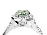 White gold Fancy Green Oval  Halo Pavé Diamond Engagement Ring with Four-Prong Setting_30