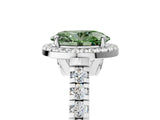 White gold Fancy Green Oval  Halo Pavé Diamond Engagement Ring with Four-Prong Setting_31