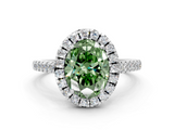 White gold Fancy Green Oval  Halo Pavé Diamond Engagement Ring with Four-Prong Setting_3