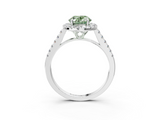 White gold Fancy Green Oval  Halo Pavé Diamond Engagement Ring with Four-Prong Setting_6