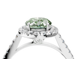 White gold Fancy Green Oval  Halo Pavé Diamond Engagement Ring with Four-Prong Setting_7