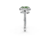 White gold Fancy Green Oval  Halo Pave Band Solitaire Ring with Prong Setting_67