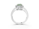 White gold Fancy Green Oval  Halo Pave Band Solitaire Ring with Prong Setting_68