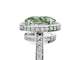 White gold Fancy Green Oval  Halo Pave Band Solitaire Ring with Prong Setting_71