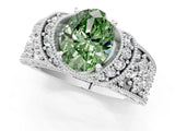 White gold Fancy Green Oval  Halo Pave Diamond Engagement Ring with Milgrain Detailing_50
