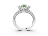 White gold Fancy Green Oval  Halo Pave Diamond Engagement Ring with Milgrain Detailing_52