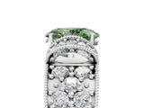 White gold Fancy Green Oval  Halo Pave Diamond Engagement Ring with Milgrain Detailing_54