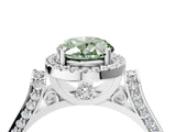 White gold Fancy Green Oval  Halo Pave Split Shank Prong Setting Ring_97