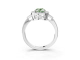 White gold Fancy Green Oval  Halo Round Diamond Milgrain Pave Engagement Ring_26