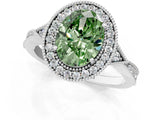 White gold Fancy Green Oval  Halo Round Diamond Milgrain Pave Engagement Ring_28