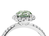 White gold Fancy Green Oval  Halo Round Diamond Pavé Band Four-Prong Ring_7