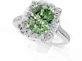 White gold Fancy Green Oval  Halo Round Diamond Pave Band with Four-Prong Setting_51