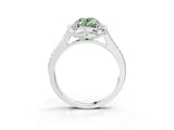 White gold Fancy Green Oval  Halo Round Diamond Pave Band with Four-Prong Setting_53
