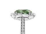White gold Fancy Green Oval  Halo Round Diamond Pave Band with Four-Prong Setting_55