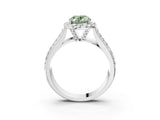 White gold Fancy Green Oval  Halo Round Diamond Pave Band with Prong Setting_15