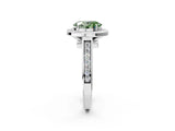 White gold Fancy Green Oval  Halo Solitaire Diamond Ring with Pave Band and Bezel Setting_51