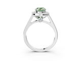 White gold Fancy Green Oval  Halo Solitaire Diamond Ring with Pave Band and Bezel Setting_52