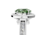 White gold Fancy Green Oval  Halo Solitaire Diamond Ring with Pave Band and Bezel Setting_54
