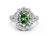 White gold Fancy Green Oval  Halo Split Shank Diamond Engagement Ring with Pave Band and Four-Prong Setting_54