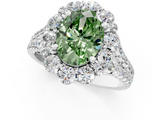 White gold Fancy Green Oval  Halo Split Shank Diamond Engagement Ring with Pave Band and Four-Prong Setting_55